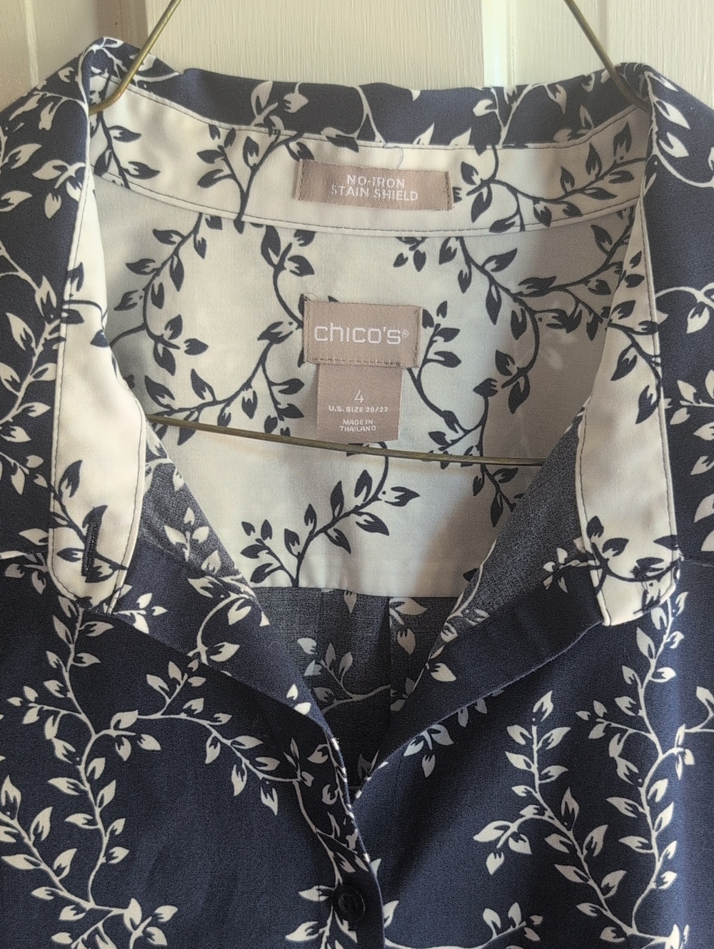 Chico's Blue Floral Button-Up Shirt